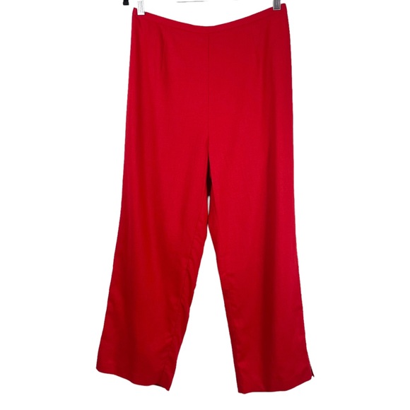 NWT Vtg Red Linen Set Button Down Wide Leg Crop Pants - Picture 4 of 12